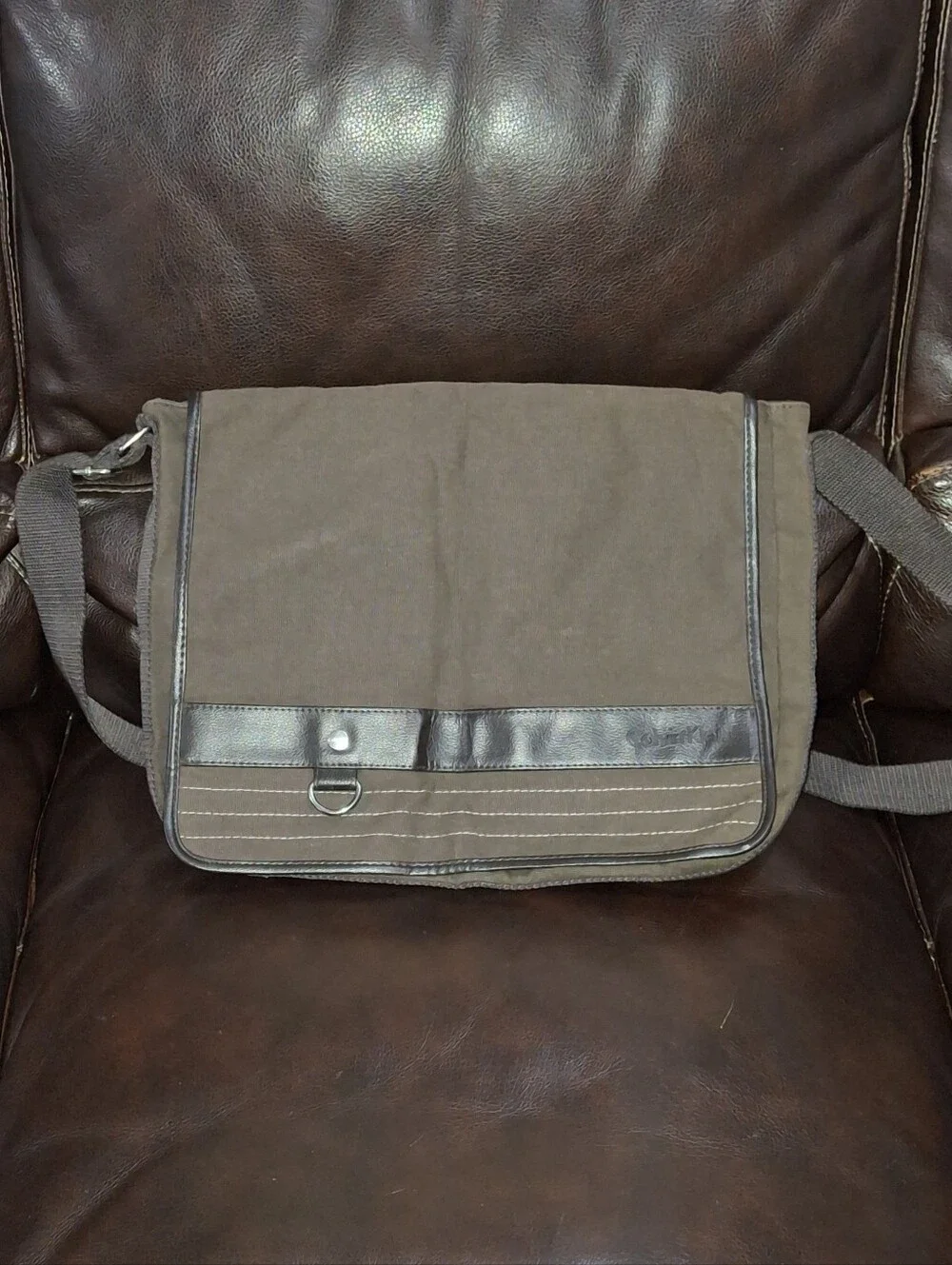 Brown Calvin Klein Canvas Messenger Bag